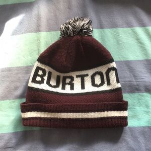 Burton Burgundy and White Pom-Pom Beanie